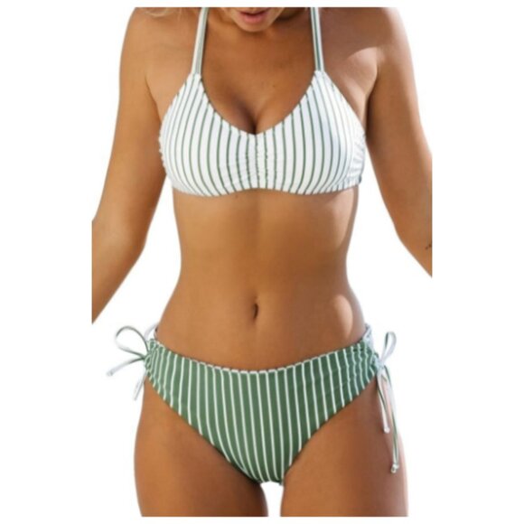 **CUPSHE** 2 Piece Bikini Back Braided Straps with Reversible Bottom Large NWT - Picture 6 of 10